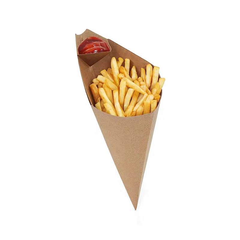 Cornet Frite en carton avec emplacement sauce 165 x 195 mm par 50 – Image 2